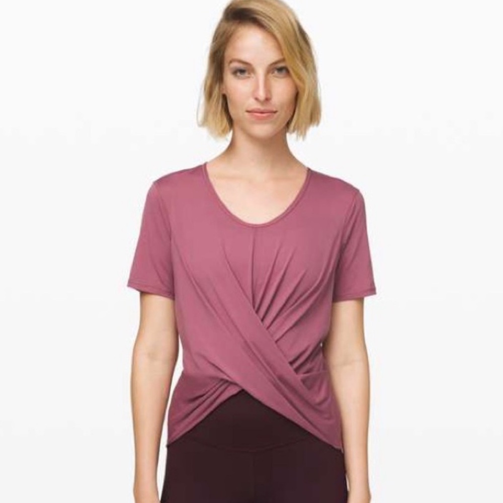 Lululemon Athletica Pink Do The Daily Twist Wrap Short Sleeve T-Shirt